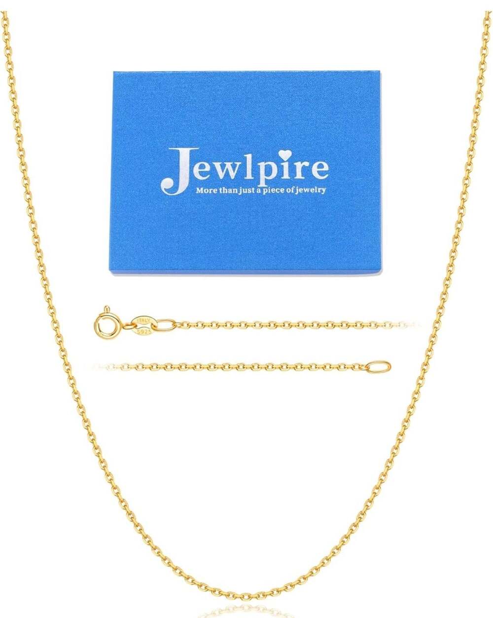 Jewlpire‎ 24K Gold Plated 925 Sterling Silver 1.1mm Italian Cable Chain Necklace